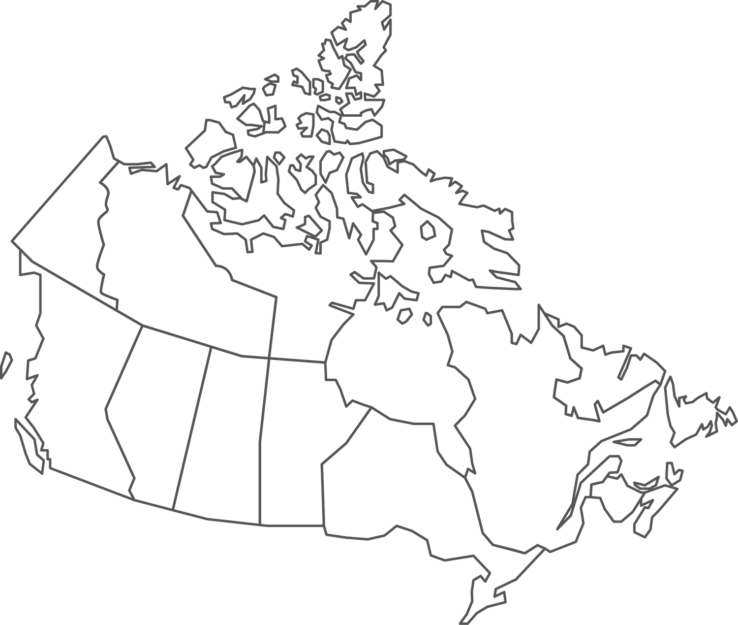 Map of Canada with detailed country map, line map.